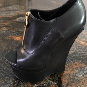 Versace leather platform booties. 7.5/37.5